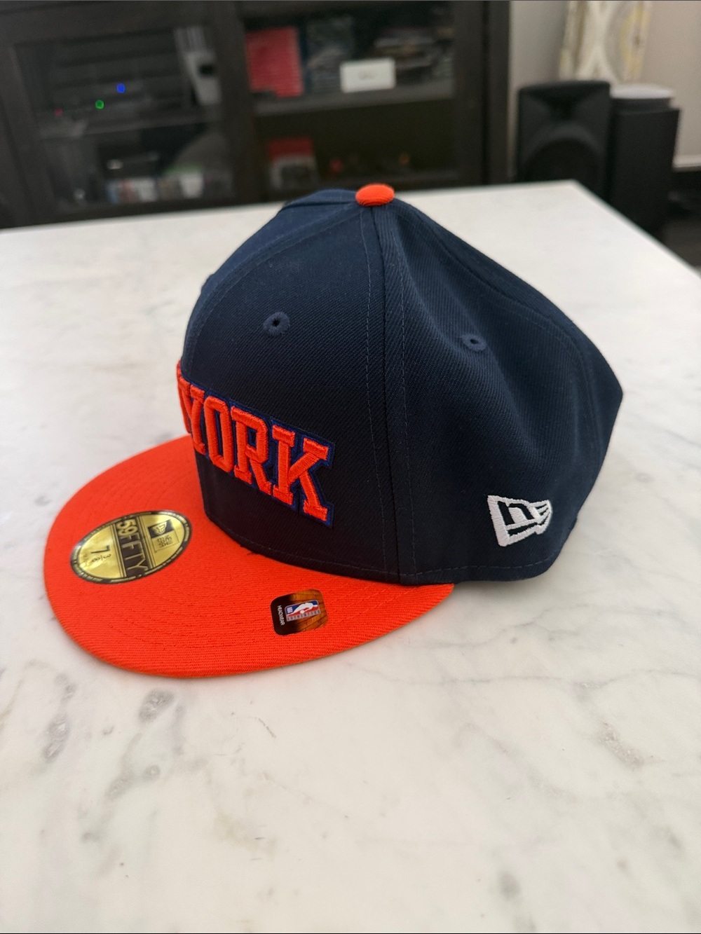 New Era Kids New York Navy and Orange fitted 7 3/8 - Picture 4 of 6